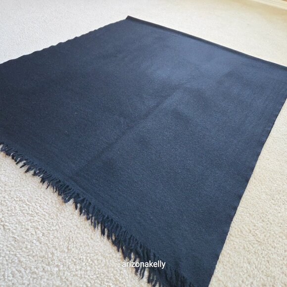 Accessories - Large Wool Woven Wrap Scarf Black